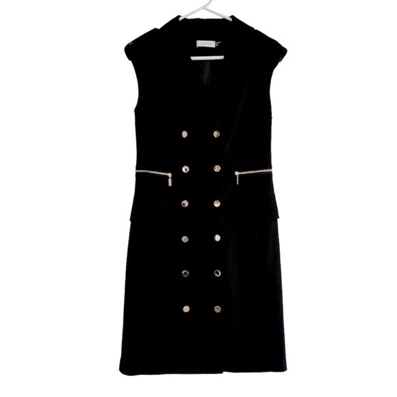 Calvin Klein Black Doubt Breasted Button Up Career Dress - Picture 1 of 6
